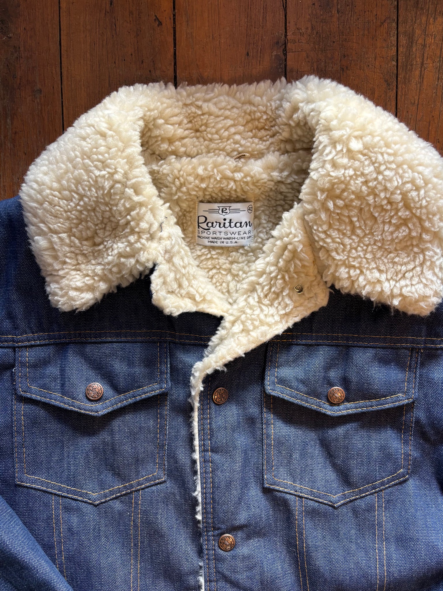 60s Raritan Denim Sherpa Lined Jacket - M