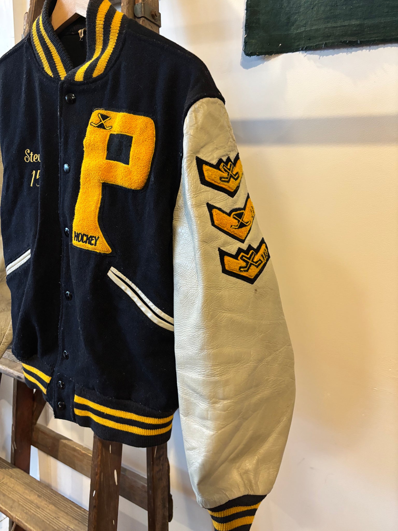 60s 70s Penn Hockey Varsity Jacket - L