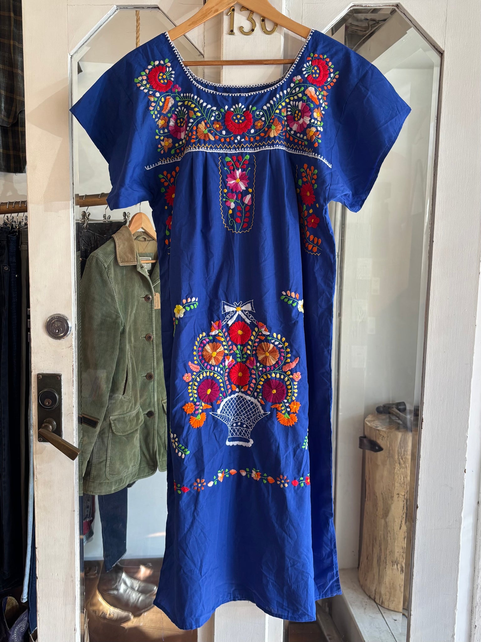 Blue Mexican embroidered dress
