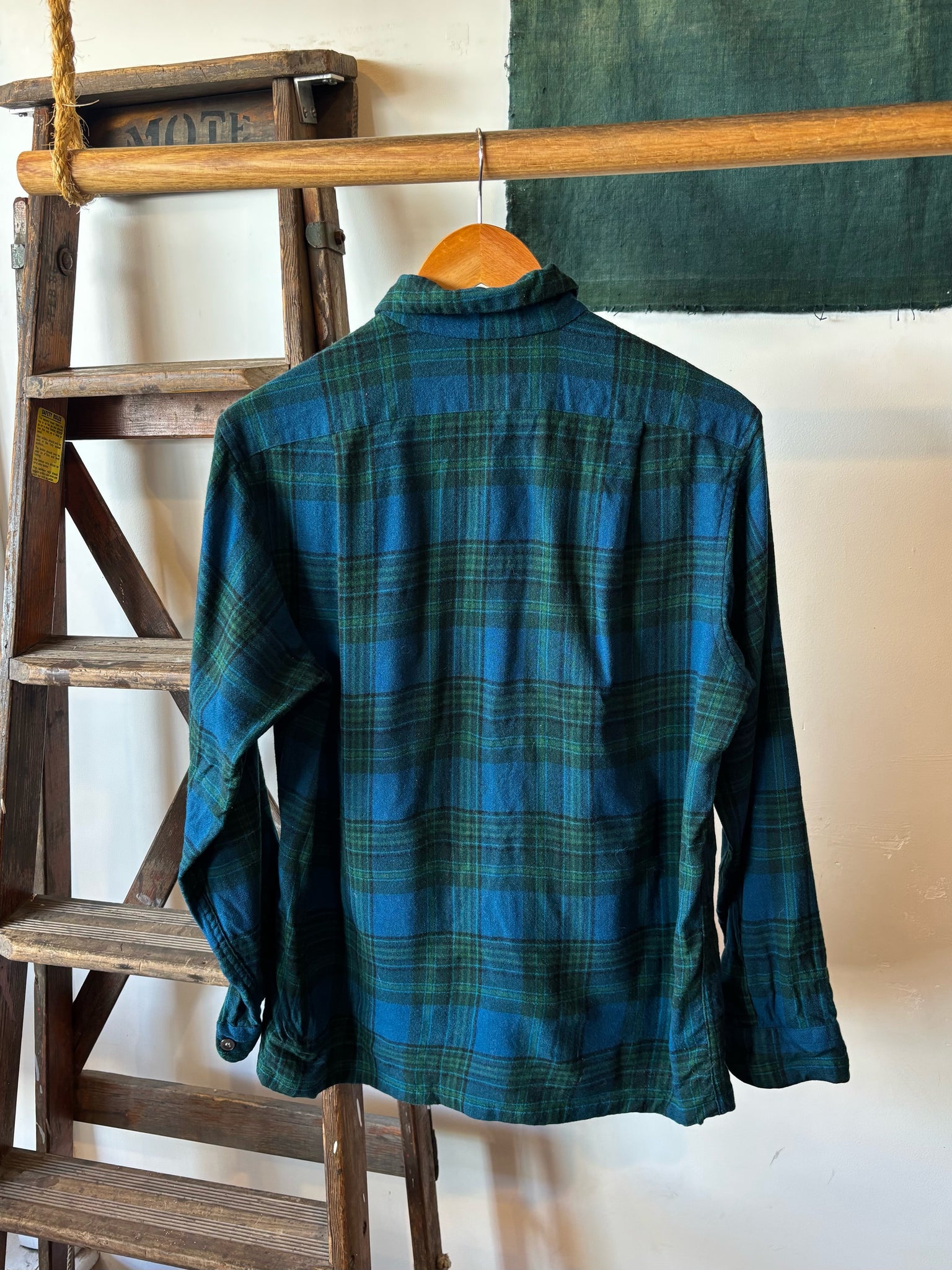 60s Pendleton Blue/Green Checked Shirt - S