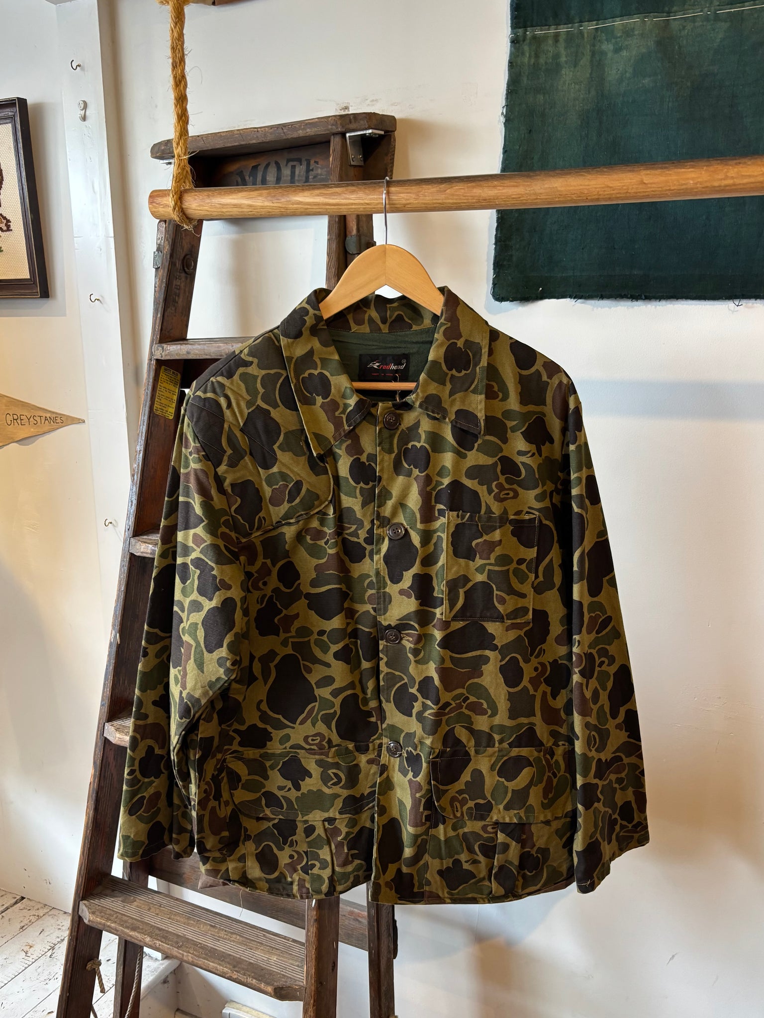 80s Red Head Duck Camo Hunting Jacket - L