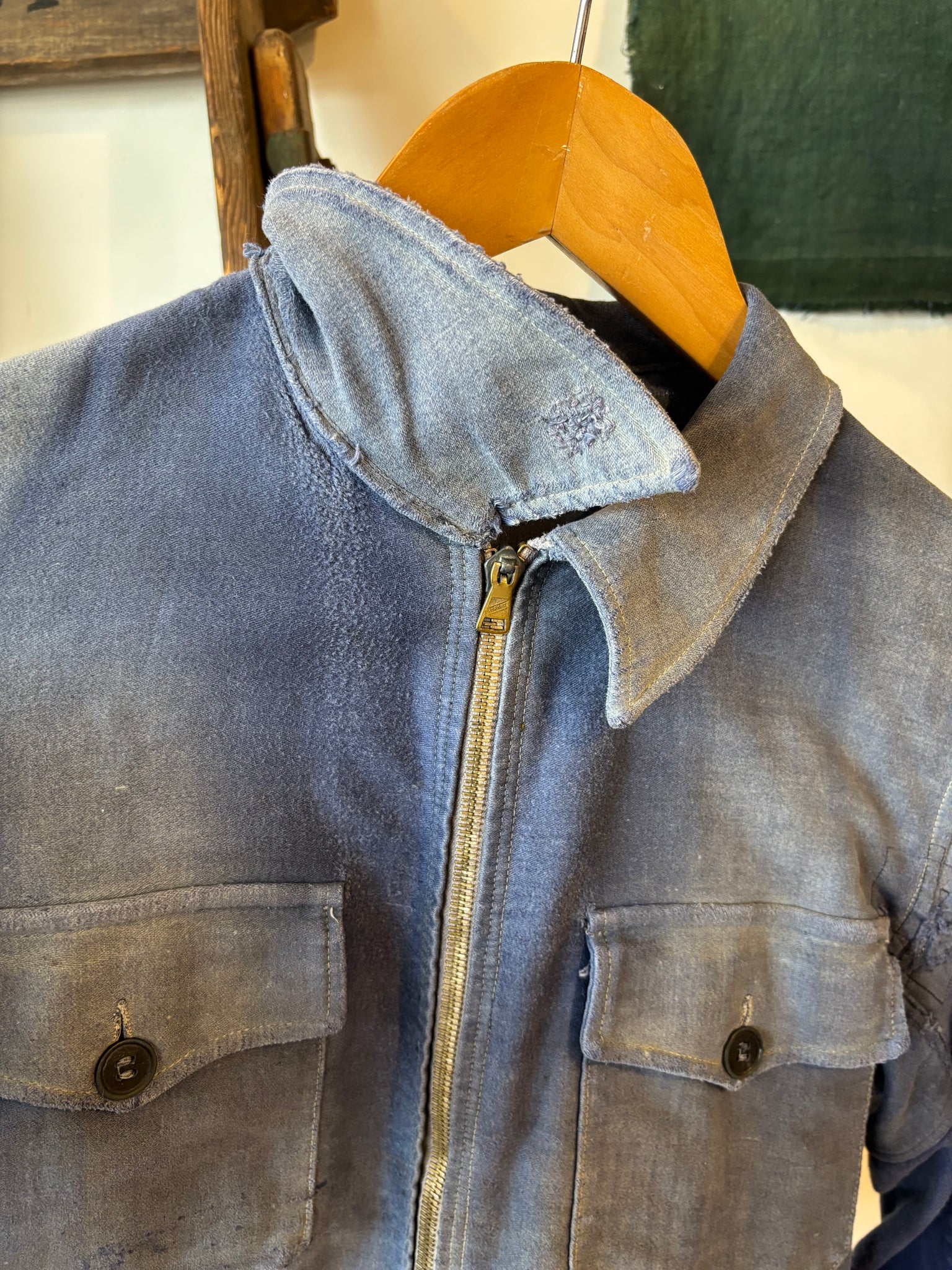 40s-50s Moleskin French Cyclist Jacket - XS
