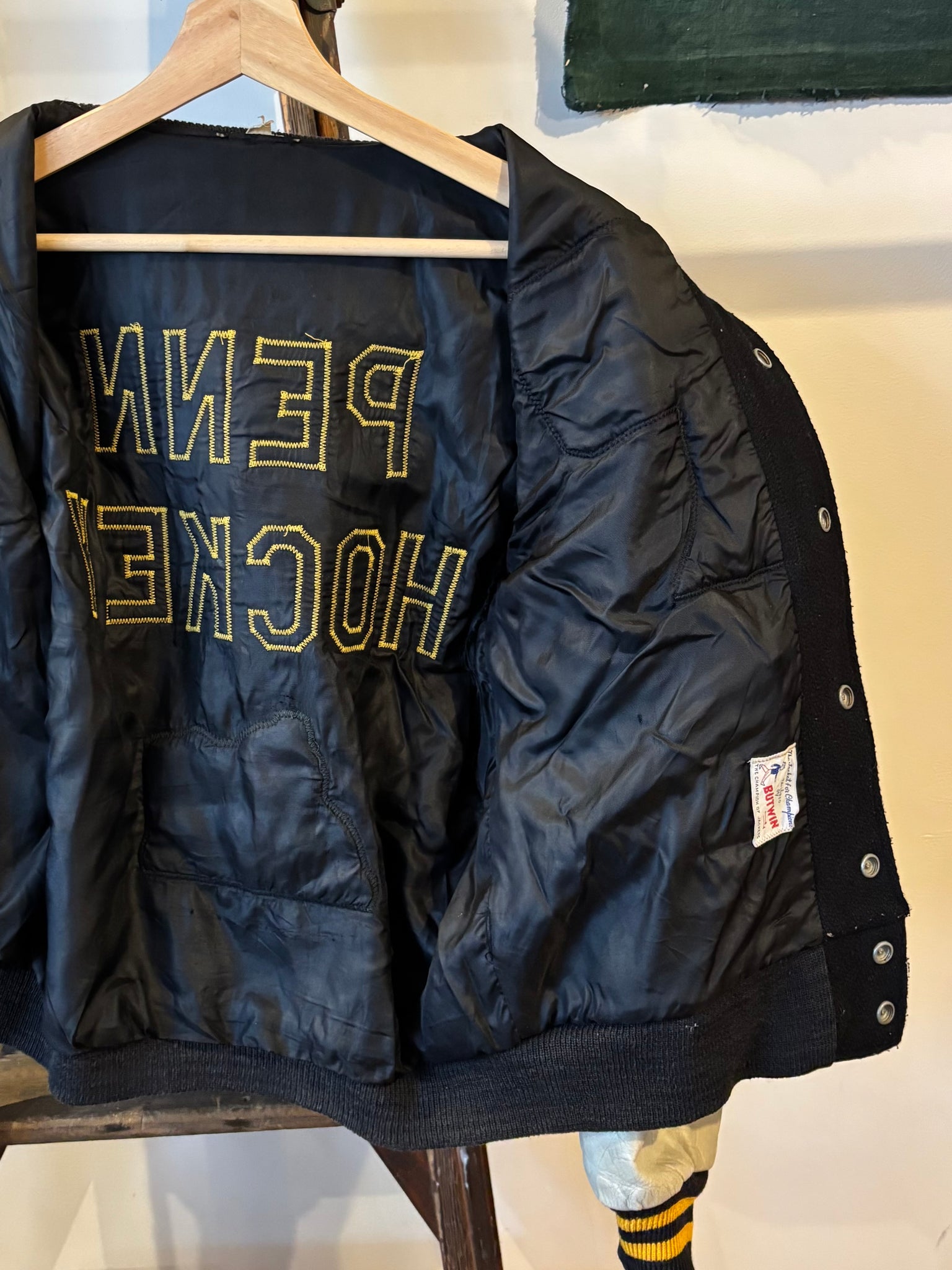 60s 70s Penn Hockey Varsity Jacket - L