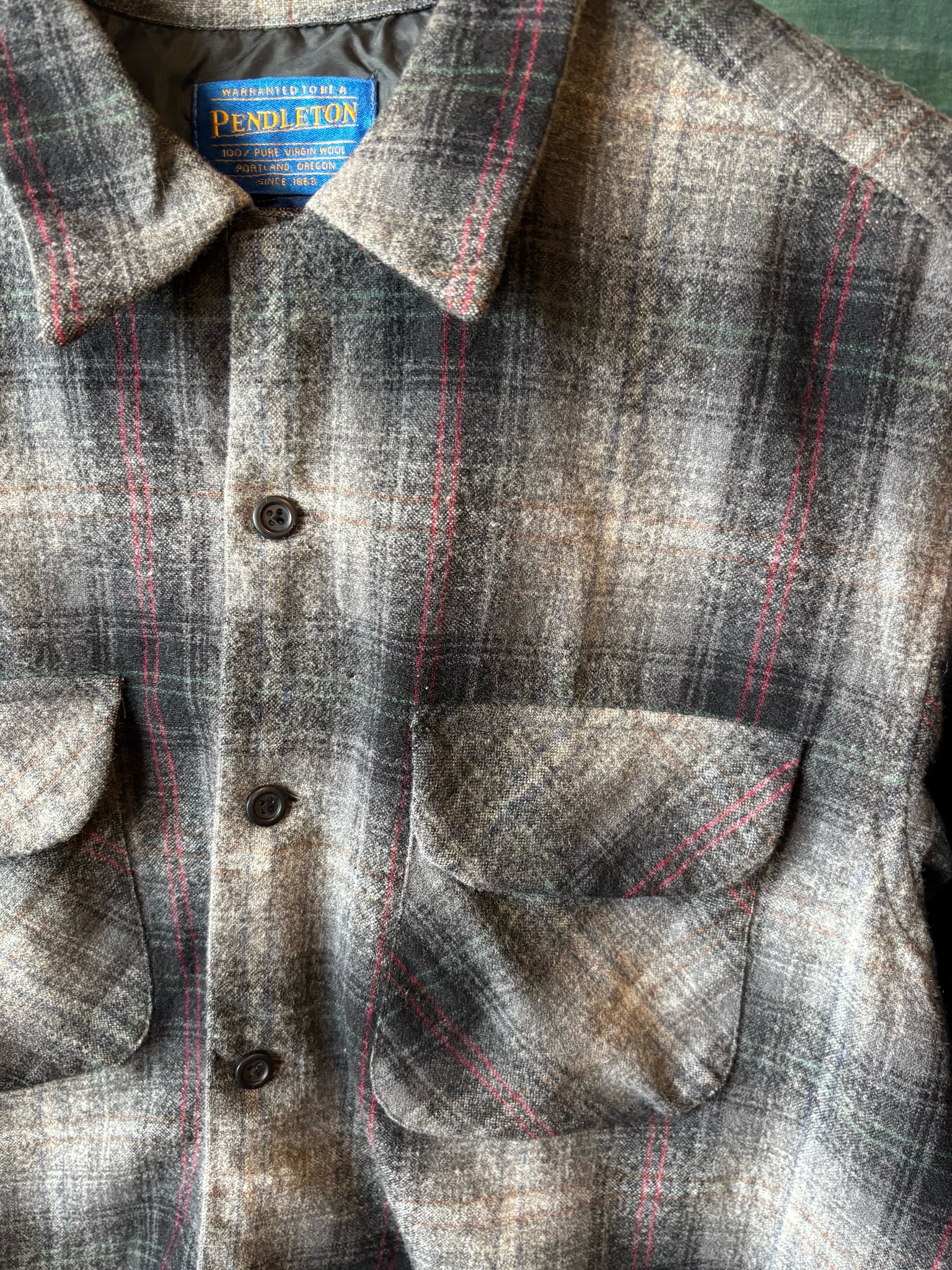 Pendleton Grey/Red Checked Shirt - M