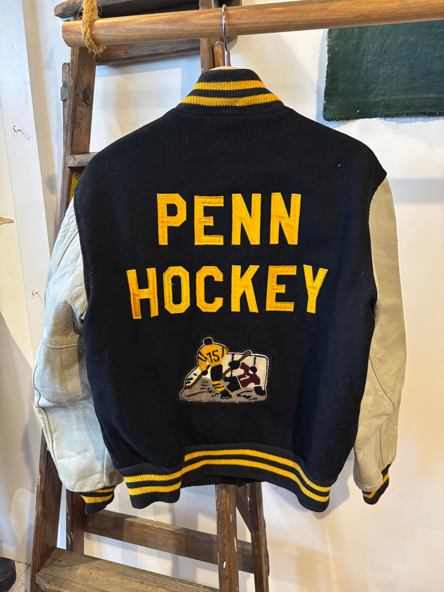 60s 70s Penn Hockey Varsity Jacket - L