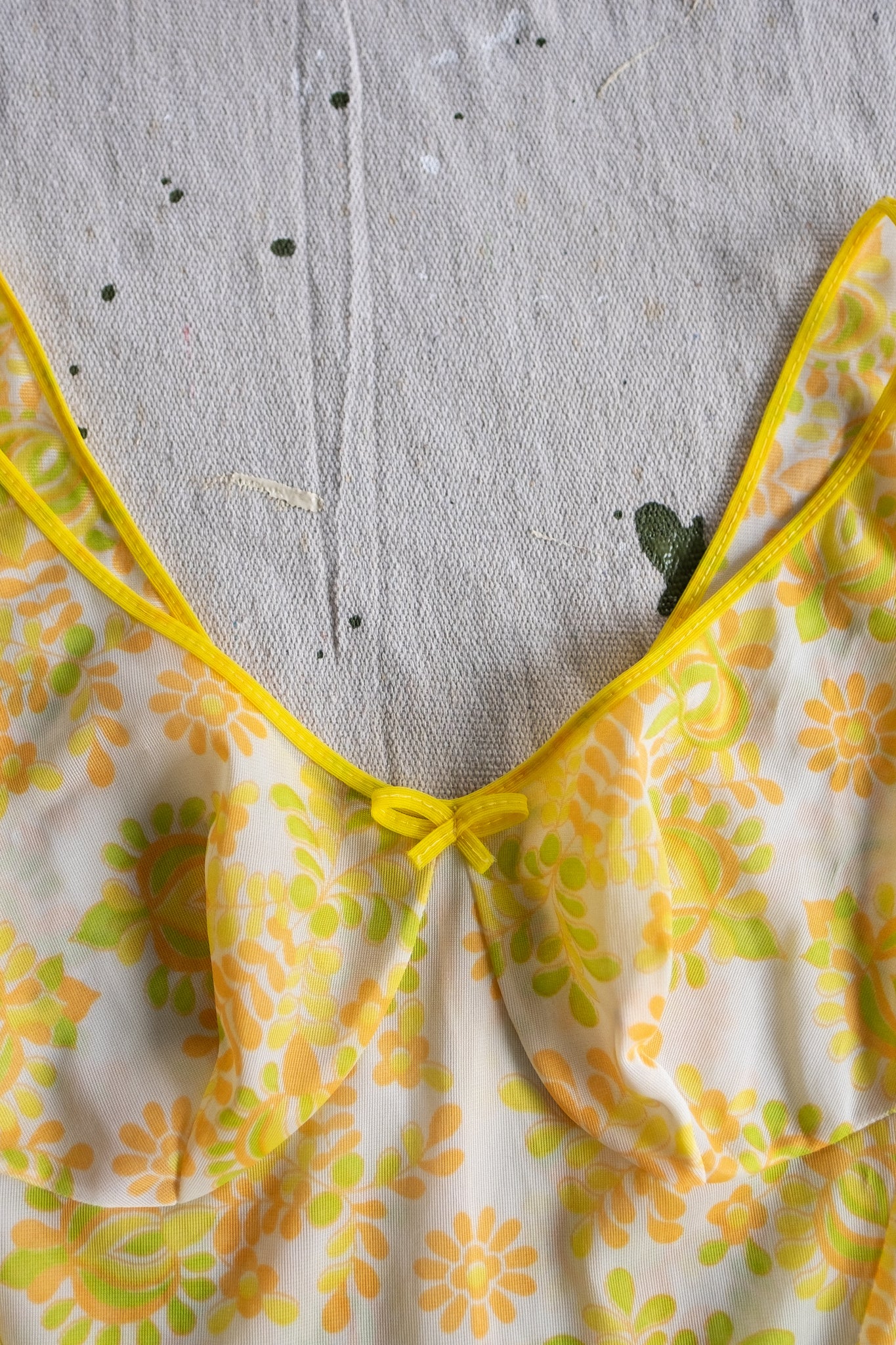 Vintage Short Slip in Yellow Spring Floral Print