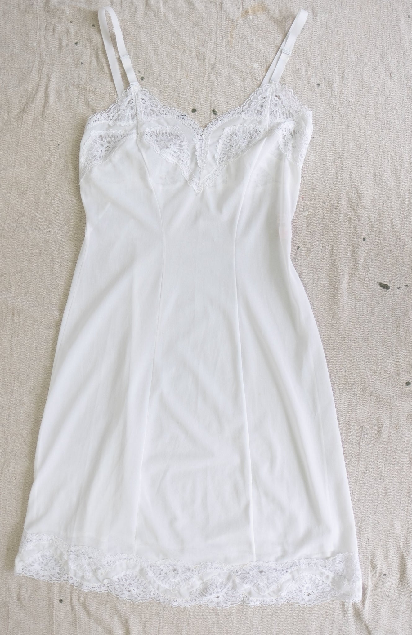 Vintage Pretty White Slip - XS