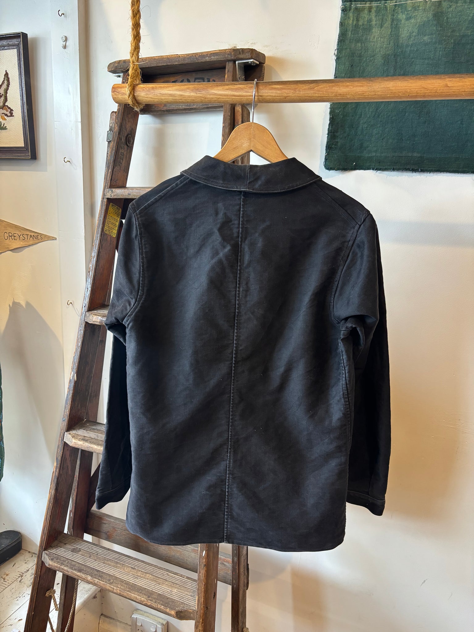 50s Black Moleskin French Chore Jacket - S