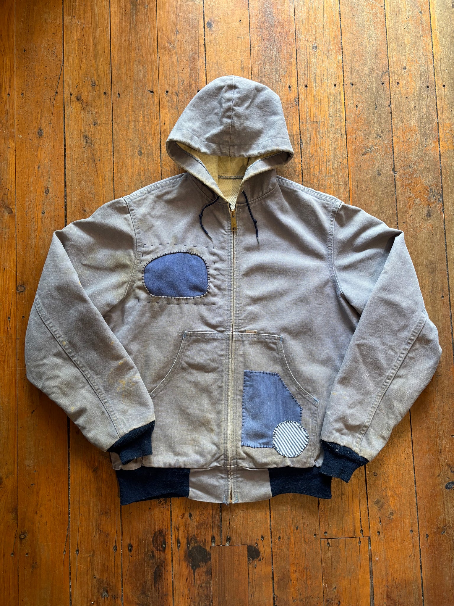 80s Carhartt Hooded Jacket in Steel Blue - M