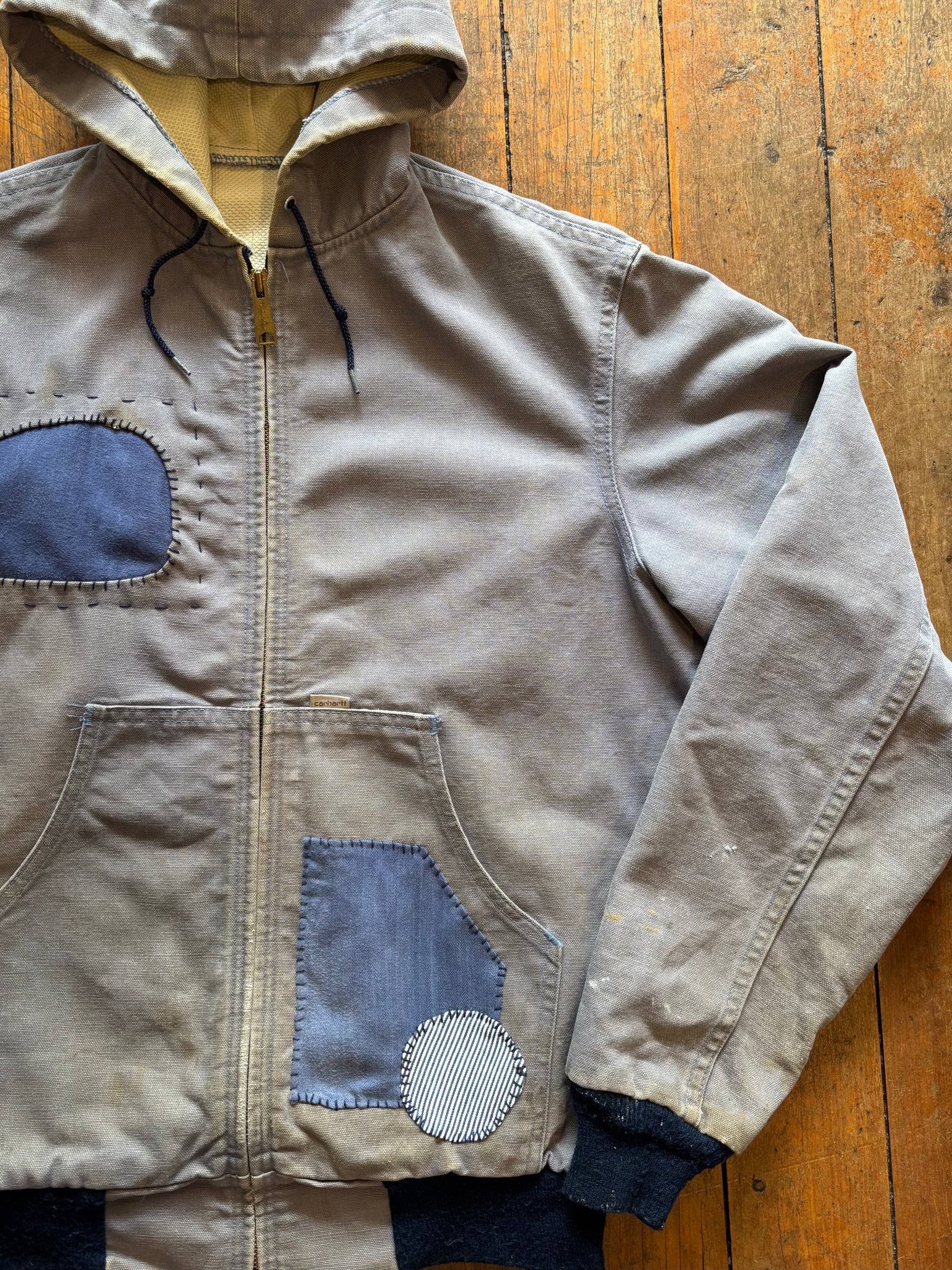 80s Carhartt Hooded Jacket in Steel Blue - M