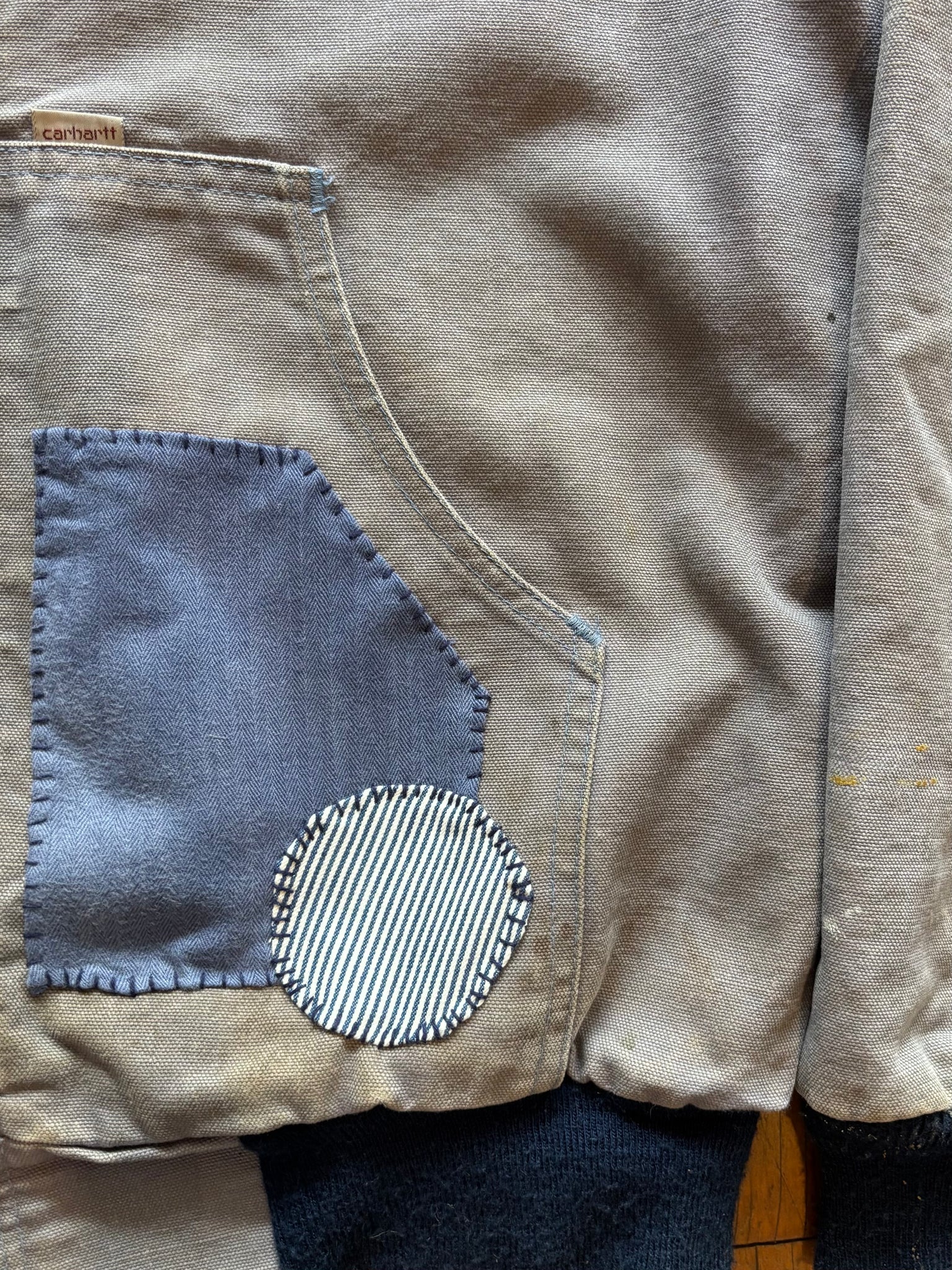 80s Carhartt Hooded Jacket in Steel Blue - M