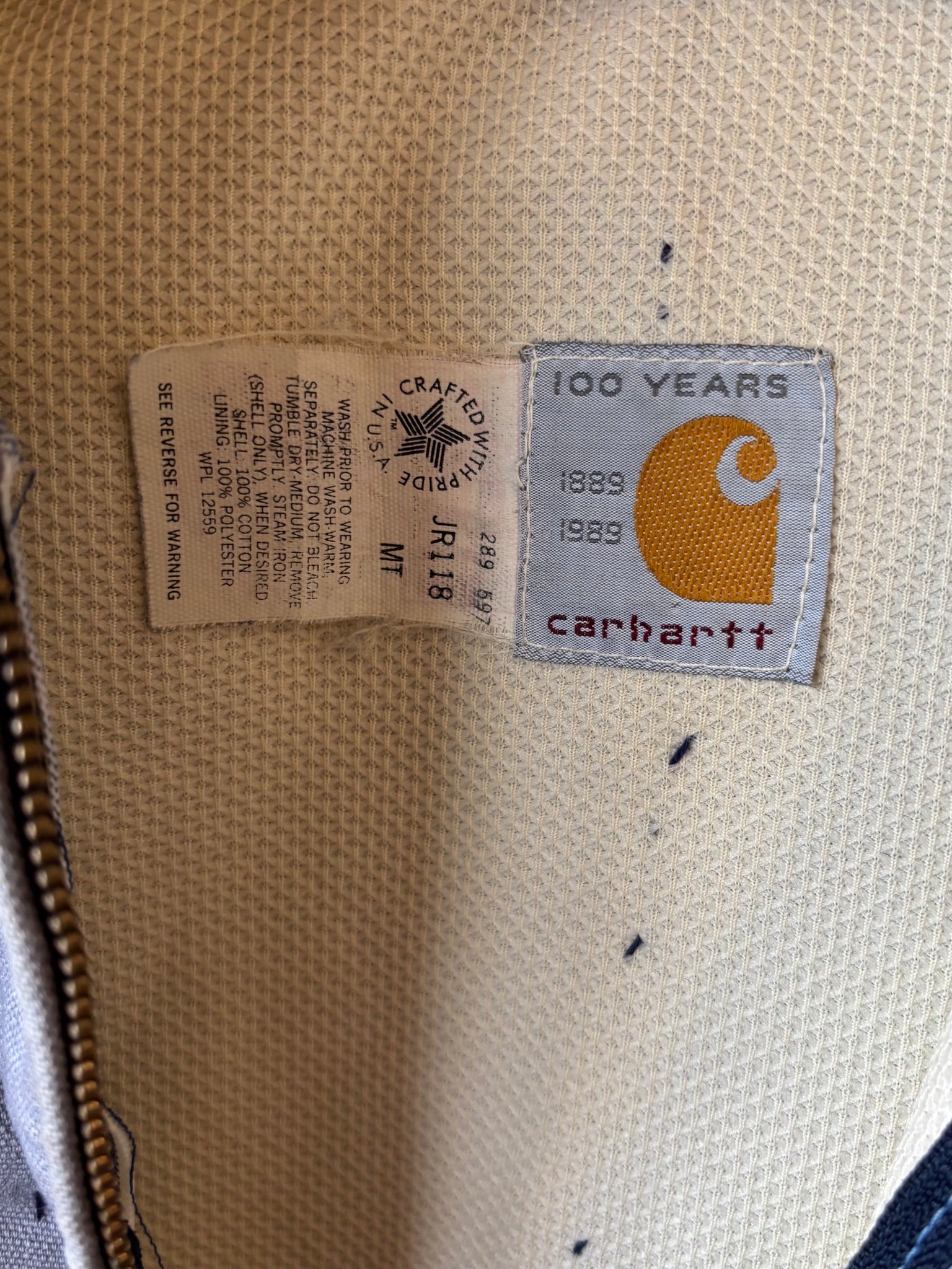 80s Carhartt Hooded Jacket in Steel Blue - M